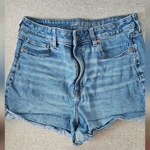 American Eagle Outfitters Medium Blue High-Rise Denim Cutoff Shorts